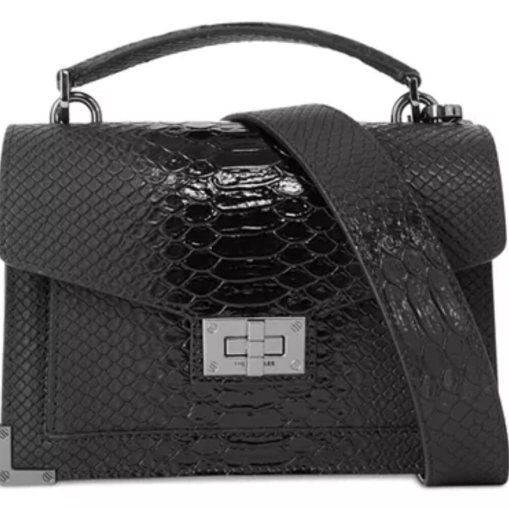 The Kooples -Small Emily Bag In BLACK Vinyl-Effect Leather